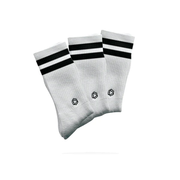 Hexxee Socks White 2 strip Hexxee Sock / 7.5 - 10